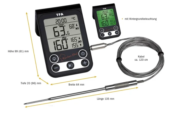 TFA Dostmann Küchen-Chef TFA 14.1512.01 Digitales Grill-Braten-Ofenthermometer 3